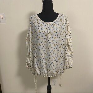 Max Studio Long-Sleeve Floral-Print Top Size Medium NWT
